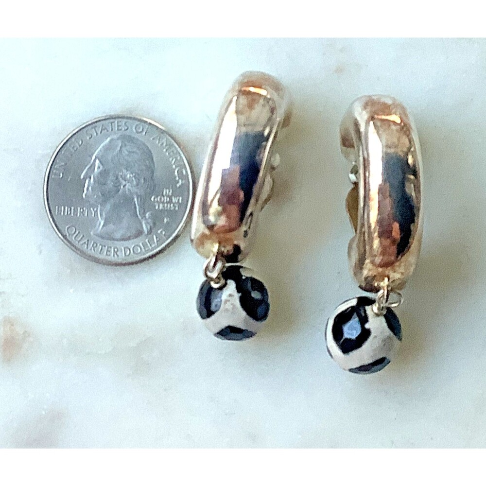Sterling Giraffe Agate Earrings Stretch Bracelet 925 Silver Black White Stones - Picture 3 of 13